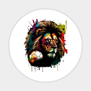 Africa Lion Sports Player Soccer Futball Football - Graphiti Art Graphic Trendy Holiday Gift Magnet